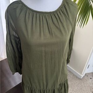 Gap Olive Green Drop Waist Lightweight Dress with Amazing Tie on the Back